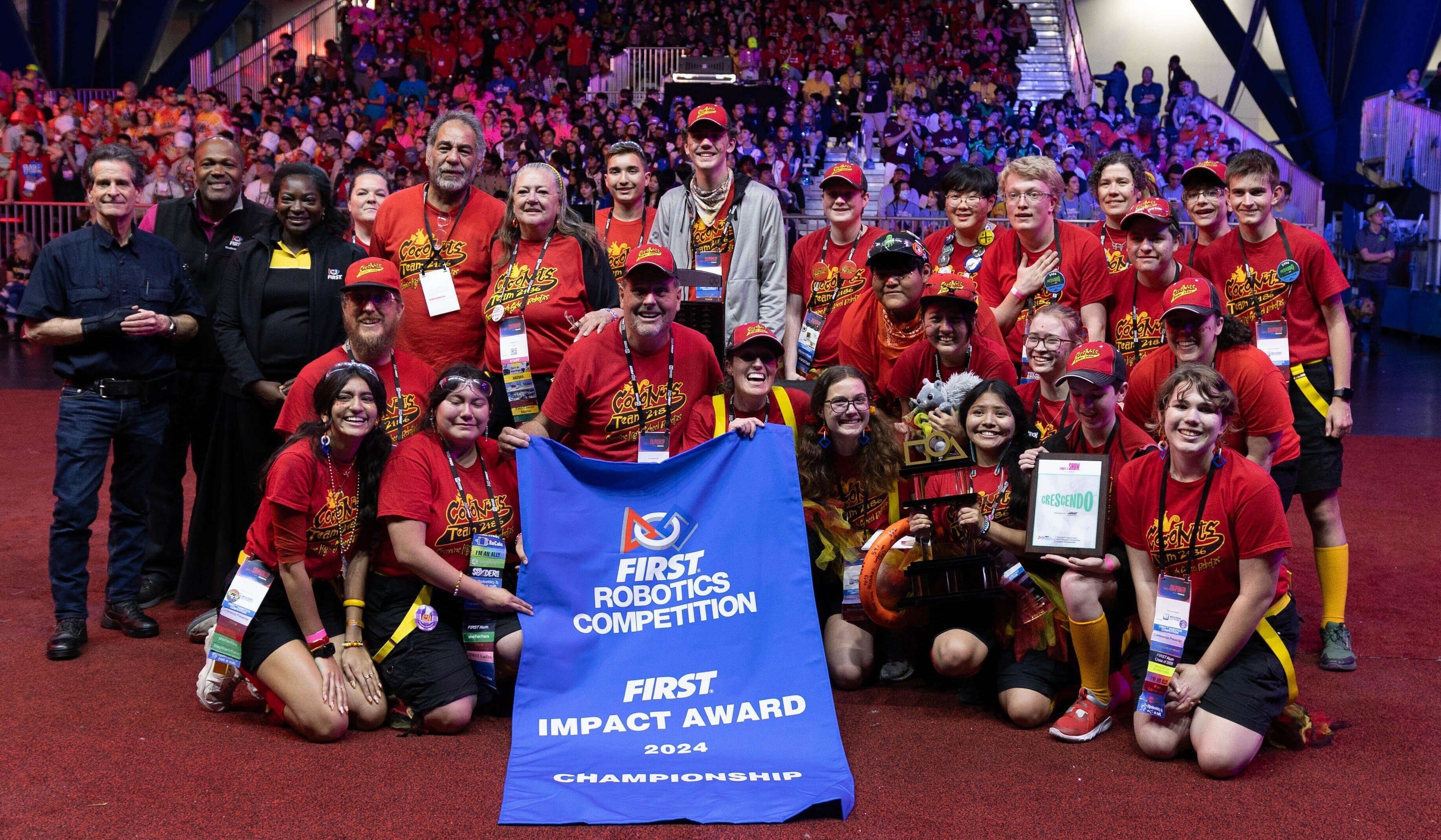 FIRST Robotics Competition Team 2486 with their FIRST Championship FIRST Impact Award